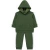 Little Me Simply Essential Solids Organic Cotton Blend Baby Boys’ Fleece Sweatshirt and Pant Set, 12 Months to 4 Toddler(Bronze Green)