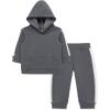 Little Me Simply Essential Solids Organic Cotton Blend Baby Boys’ Fleece Sweatshirt and Pant Set, 12 Months to 4 Toddler(Castlerock)