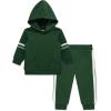 Little Me Simply Essential Solids Organic Cotton Blend Baby Boys’ Fleece Sweatshirt and Pant Set, 12 Months to 4 Toddler(Dark Green)