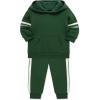 Little Me Simply Essential Solids Organic Cotton Blend Baby Boys’ Fleece Sweatshirt and Pant Set, 12 Months to 4 Toddler(Dark Green)