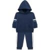 Little Me Simply Essential Solids Organic Cotton Blend Baby Boys’ Fleece Sweatshirt and Pant Set, 12 Months to 4 Toddler(Dress Blues)