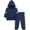 Little Me Simply Essential Solids Organic Cotton Blend Baby Boys’ Fleece Sweatshirt and Pant Set, 12 Months to 4 Toddler(Dress Blues)