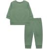 Little Me Simply Essential Solids Organic Cotton Blend Baby Boys’ Fleece Sweatshirt and Pant Set, 12 Months to 4 Toddler(Hedge Green)