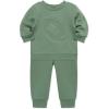 Little Me Simply Essential Solids Organic Cotton Blend Baby Boys’ Fleece Sweatshirt and Pant Set, 12 Months to 4 Toddler(Hedge Green)