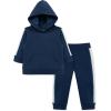 Little Me Simply Essential Solids Organic Cotton Blend Baby Boys’ Fleece Sweatshirt and Pant Set, 12 Months to 4 Toddler(Insignia Blue)
