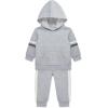Little Me Simply Essential Solids Organic Cotton Blend Baby Boys’ Fleece Sweatshirt and Pant Set, 12 Months to 4 Toddler(Med Heather Grey)