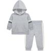 Little Me Simply Essential Solids Organic Cotton Blend Baby Boys’ Fleece Sweatshirt and Pant Set, 12 Months to 4 Toddler(Med Heather Grey)