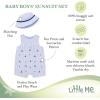 Little Me baby-boys 2-piece Seersucker Sunsuit Swim Essentials Playwear and Hat Set(Blue Stripe Sailboat)