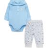 Little Me Baby Boys’ 2-Piece 100% Cotton Hooded Onesie and Pant Set, 0-24 Months(Grey Puppy)