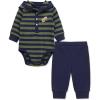 Little Me Baby Boys’ 2-Piece 100% Cotton Hooded Onesie and Pant Set, 0-24 Months(Navy Football)