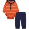 Little Me Baby Boys’ 2-Piece 100% Cotton Hooded Onesie and Pant Set, 0-24 Months(Navy Tiger)
