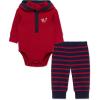 Little Me Baby Boys’ 2-Piece 100% Cotton Hooded Onesie and Pant Set, 0-24 Months(Red Fox)