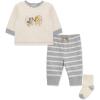Little Me Baby Boys’ 3-Piece Jogger Set, Crew Neck Shirt, Stripe Pant, and Coordinating Socks, 3 to 24 Months(Heather Grey Hiking)