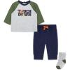Little Me Baby Boys’ 3-Piece Jogger Set, Crew Neck Shirt, Stripe Pant, and Coordinating Socks, 3 to 24 Months(Peaccoat Football)