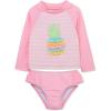 Little Me Baby Girls Little Girls’ Two-Piece UPF+ 50 Sun Protection Rash Guard Set(Bright Pink)