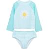 Little Me Baby Girls Little Girls’ Two-Piece UPF+ 50 Sun Protection Rash Guard Set(Daisy Blue)