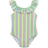 Little Me Baby-Girls Little Girls’ UPF 50+ Sun Protection One Piece Swimsuit(Multi Stripe)