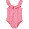 Little Me Baby-Girls Little Girls’ UPF 50+ Sun Protection One Piece Swimsuit(Pink Eyelet)