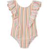 Little Me Baby-Girls Little Girls’ UPF 50+ Sun Protection One Piece Swimsuit(Pink Ice Cream Stripe)
