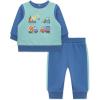 Little Me Clothes for Baby Boys’ 100% Cotton Active Set, Pull on Pants and Sweater, 3 Months to 12 Months(Blue Trucks)