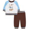 Little Me Clothes for Baby Boys’ 100% Cotton Active Set, Pull on Pants and Sweater, 3 Months to 12 Months(Chestnut/Placid Blue)
