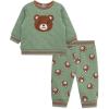 Little Me Clothes for Baby Boys’ 100% Cotton Active Set, Pull on Pants and Sweater, 3 Months to 12 Months(Hedge Green Bears)