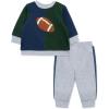 Little Me Clothes for Baby Boys’ 100% Cotton Active Set, Pull on Pants and Sweater, 3 Months to 12 Months(Med Heather Grey)