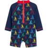 Little Me Clothes for Baby Boys’ Long Sleeve Full Coverage Rash Guard Suit, 6-24 Months(Blue Boat)