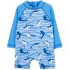Little Me Clothes for Baby Boys’ Long Sleeve Full Coverage Rash Guard Suit, 6-24 Months(Blue Shark)