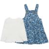Little Me Clothes for Baby Girl’s 2-Piece Jumper Dress and Shirt Sets(Blue Garden)