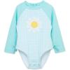 Little Me Clothes for Baby Girls’ Full Coverage Rash Guard, 6 Months – 4 Toddler(Blue Daisy)