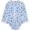 Little Me Clothes for Baby Girls’ Full Coverage Rash Guard, 6 Months – 4 Toddler(Bright White/Blue)