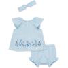 Little Me Clothes for Baby Girls’ Gauze Sunsuit and Headband Set, 3-12 Months(Ice Water Blue)