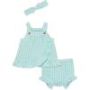 Little Me Clothes for Baby Girls’ Gauze Sunsuit and Headband Set, 3-12 Months(Yucca Blue)