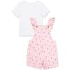 Little Me Clothes for Baby Girls’ Knit T-Shirt and Shortall Set, 12 Months – 4 Toddler(Candy Pink)