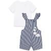 Little Me Clothes for Baby Girls’ Knit T-Shirt and Shortall Set, 12 Months – 4 Toddler(Medieval Blue/Bright White)