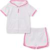 Little Me Clothes for Baby Girls’ Swimsuit Hooded Cover-Up, 6 Months – 4 Toddler(White Set)