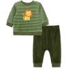 Little Me Clothes for Baby Girl’s and Boy’s Velour Sweatshirt Tracksuit, Jogger Sets, 3 Months to 12 Months(Bronze Green Lion Stripe)