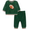 Little Me Clothes for Baby Girl’s and Boy’s Velour Sweatshirt Tracksuit, Jogger Sets, 3 Months to 12 Months(Dark Green Football)