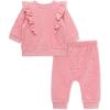 Little Me Clothes for Baby Girl’s and Boy’s Velour Sweatshirt Tracksuit, Jogger Sets, 3 Months to 12 Months(Peony/Gold Dots)