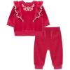 Little Me Clothes for Baby Girl’s and Boy’s Velour Sweatshirt Tracksuit, Jogger Sets, 3 Months to 12 Months(Red Bud)