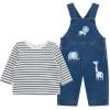 Little Me Essentials for Baby Girls and Boys Woven Jumpers and Coverall Overalls Set, Newborn to 24 Months(Blue Safari)