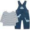 Little Me Essentials for Baby Girls and Boys Woven Jumpers and Coverall Overalls Set, Newborn to 24 Months(Dino Marshmallow)