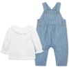 Little Me Essentials for Baby Girls and Boys Woven Jumpers and Coverall Overalls Set, Newborn to 24 Months(Med Denim/Marshmallow)