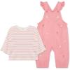 Little Me Essentials for Baby Girls and Boys Woven Jumpers and Coverall Overalls Set, Newborn to 24 Months(Peony/Marshmallow Puppies)