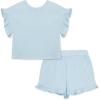 Little Me Simply Essential Solids 100% Organic Clothes for Baby Girls’ 2-Piece Short Sets, 12 Months – 4 Toddler(Blue)