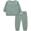 Little Me Simply Essential Solids Organic Cotton Blend Baby Boys’ Fleece Sweatshirt and Pant Set, 12 Months to 4 Toddler(Chinois Green)