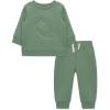 Little Me Simply Essential Solids Organic Cotton Blend Baby Boys’ Fleece Sweatshirt and Pant Set, 12 Months to 4 Toddler(Hedge Green)