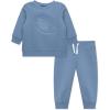 Little Me Simply Essential Solids Organic Cotton Blend Baby Boys’ Fleece Sweatshirt and Pant Set, 12 Months to 4 Toddler(Infinity)