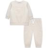 Little Me Simply Essential Solids Organic Cotton Blend Baby Boys’ Fleece Sweatshirt and Pant Set, 12 Months to 4 Toddler(Light Oatmeal Heather)